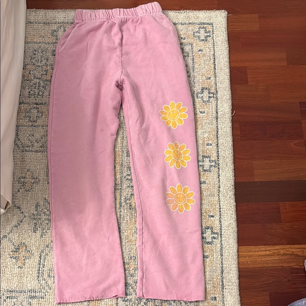 Billiabong pink yellow flower sweatpants